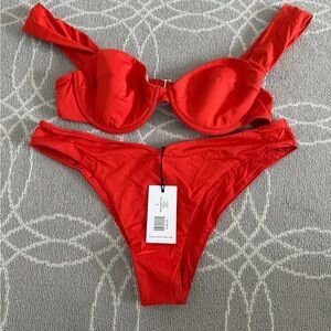 WeWoreWhat Vibrant Red Bikini Set